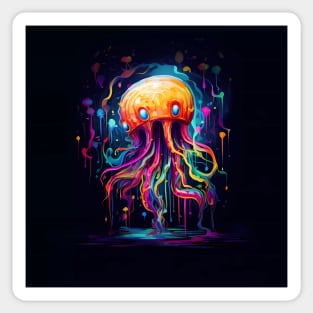Neon Rainbow Jellyfish Sticker